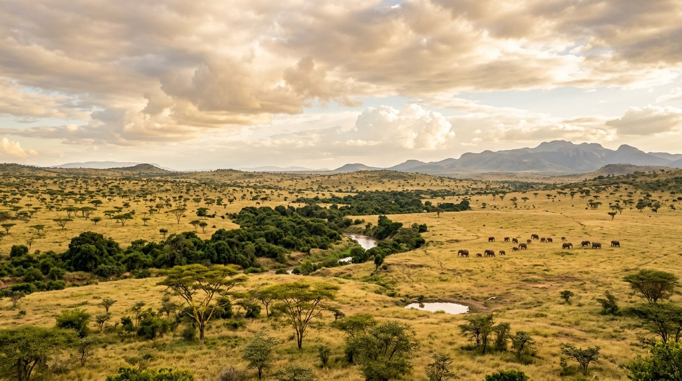 Sweeping savannah landscape in Segera, Laikipia