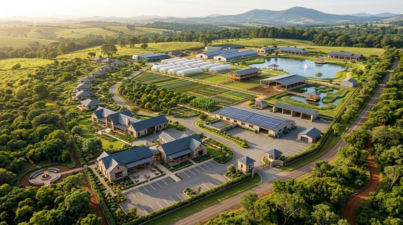 Jonik Ndovu Farm envisioned aerial masterplan layout